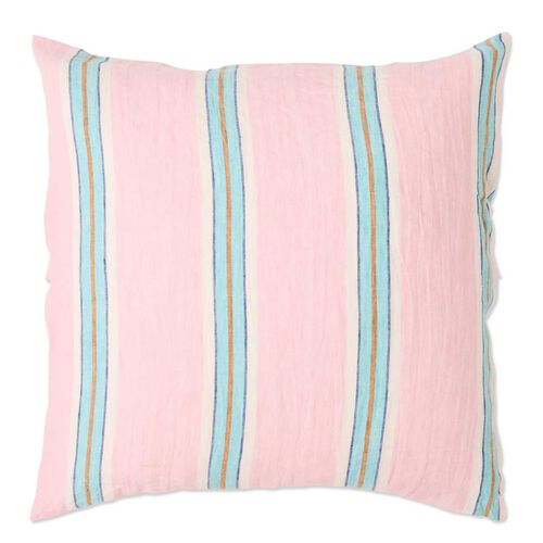 Kip&Co Tickled Pink Stripe Linen European Pillowcases 2P Set
